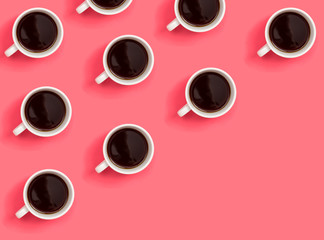 Collection of coffee cups overhead view flat lay