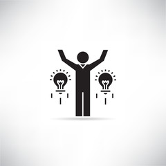 people and light bulb for idea concept icon