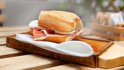 Italian sandwich with Parma's ham and mozzarella