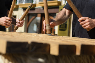 playing txalaparta in the Basque country