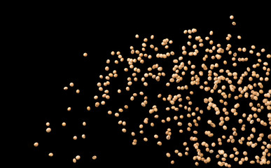 Soy bean splash isolated on black background, Stop motion, food and drink object design