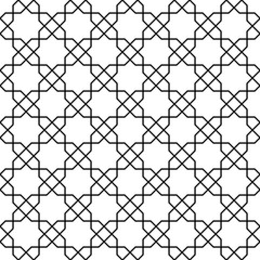 Seamless arabic geometric ornament in black and white.