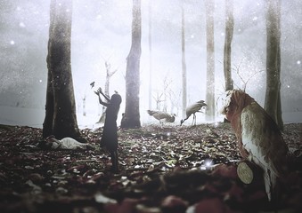 きらめく森の美しいCG合成グラフィックアート