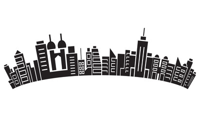 Obraz premium city skyline, silhouette collection of building curve shape on white background