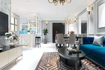 3D RENDER HOME INTERIOR LIVING ROOM