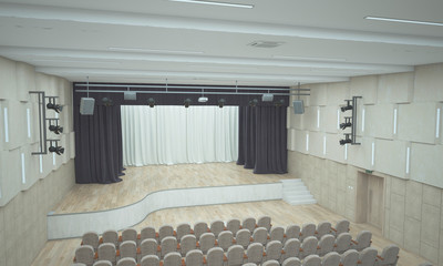 Concert hall. Stage. 3D render