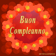 Happy Birthday bright background. Illustration with flowers for happy birthday .