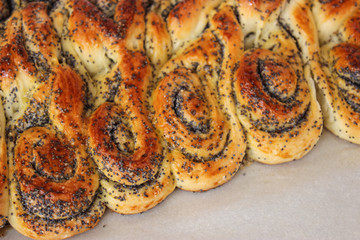 Poppy seed cake from yeast dough.