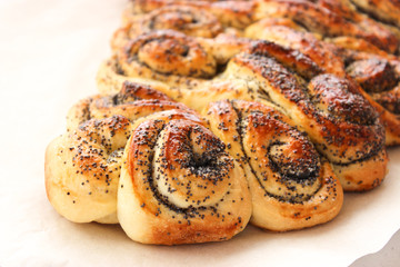 Poppy seed cake from yeast dough.