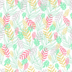 Light seamless pattern with multicolor leaves