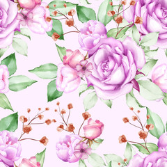 Beautiful watercolor floral seamless pattern