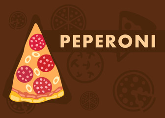 Pepperoni Pizza Web Banner Flat Cartoon Template