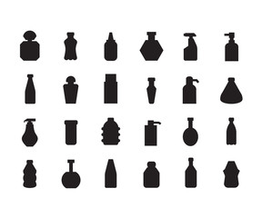 bottle package icons set