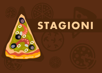 Stagioni Pizza Web Banner Vector Cartoon Template