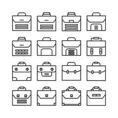 brief case and business bag line icons