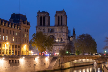 Fototapeta na wymiar Paris, France - April 16th 2019: Notre Dame Cathedral the morning after the fire 