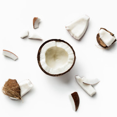 Pieces of coconut on white