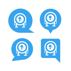 robot in blue speech bubble icons, chat bot
