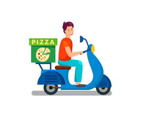 Delivery Man on Way to Client Vector Illustration