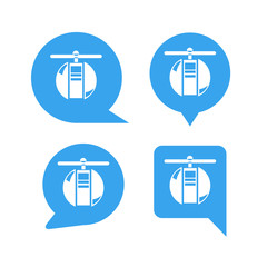 robot in blue speech bubble icons, chat bot