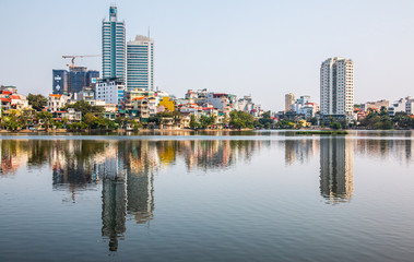 West Lake view and Hanoi cityscape, Vietnam