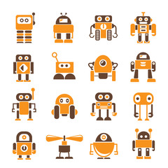 Obraz premium robot character icons orange color theme