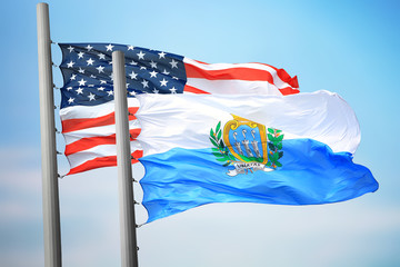 Fototapeta premium Flags of San Marino and the USA