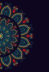 Abstract mandala graphic design and watercolor digital art painting for ancient geometric concept background