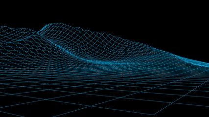 Abstract vector wireframe landscape. Abstract mesh background. Polygonal mountains. Vector illustration.