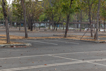 empty outdoor car parking at the park, Thailand