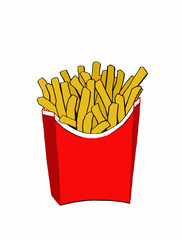 French fries in red box, fast food,vector