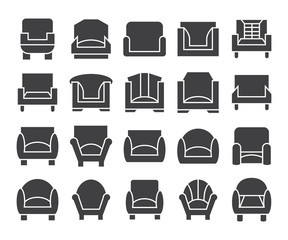 sofa and chair icons set