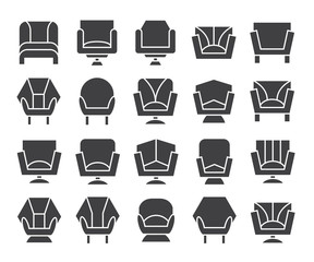 sofa and chair icons set