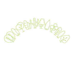 tree and plant half circle shape on white background