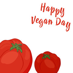 Vegetables. Red tomatoes. Color. Vegetarian day. Vector graphics