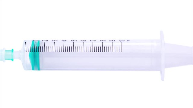 Medical syringe. Panning. 4K