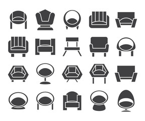 sofa and chair icons set