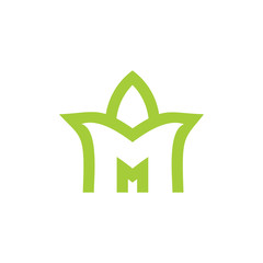 letter mm green plant shape logo vector