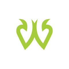 abstract letter w curves simple logo vector