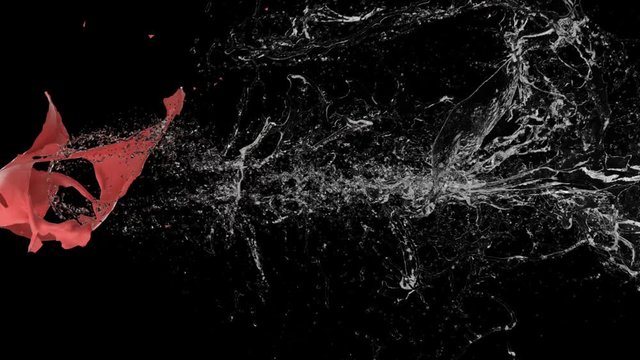 A balloon with water inside explodes in slow motioт - Powered by Adobe