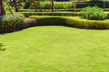 Landscaped Formal Garden, Front yard with garden design, Peaceful Garden, Path in the garden.