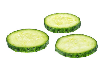 Fresh cucumber slices isolated