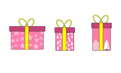 Set of Christmas gift box on white background. Flat design. Christmas present. Vector EPS10.