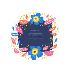 Floral circle with text space handdrawn layout