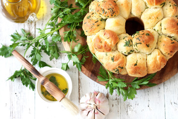 Homemade garlic bread and herb 