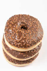 Donut With Chocolate Topping Cream On The White Background