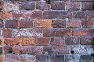 Background with the old shabby brick wall