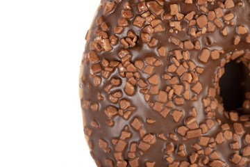 Closeup Of Donut With Chocolate Topping Cream