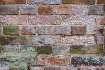 Background with the old shabby brick wall