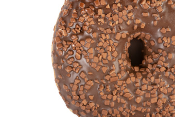 Closeup Of Donut With Chocolate Topping Cream